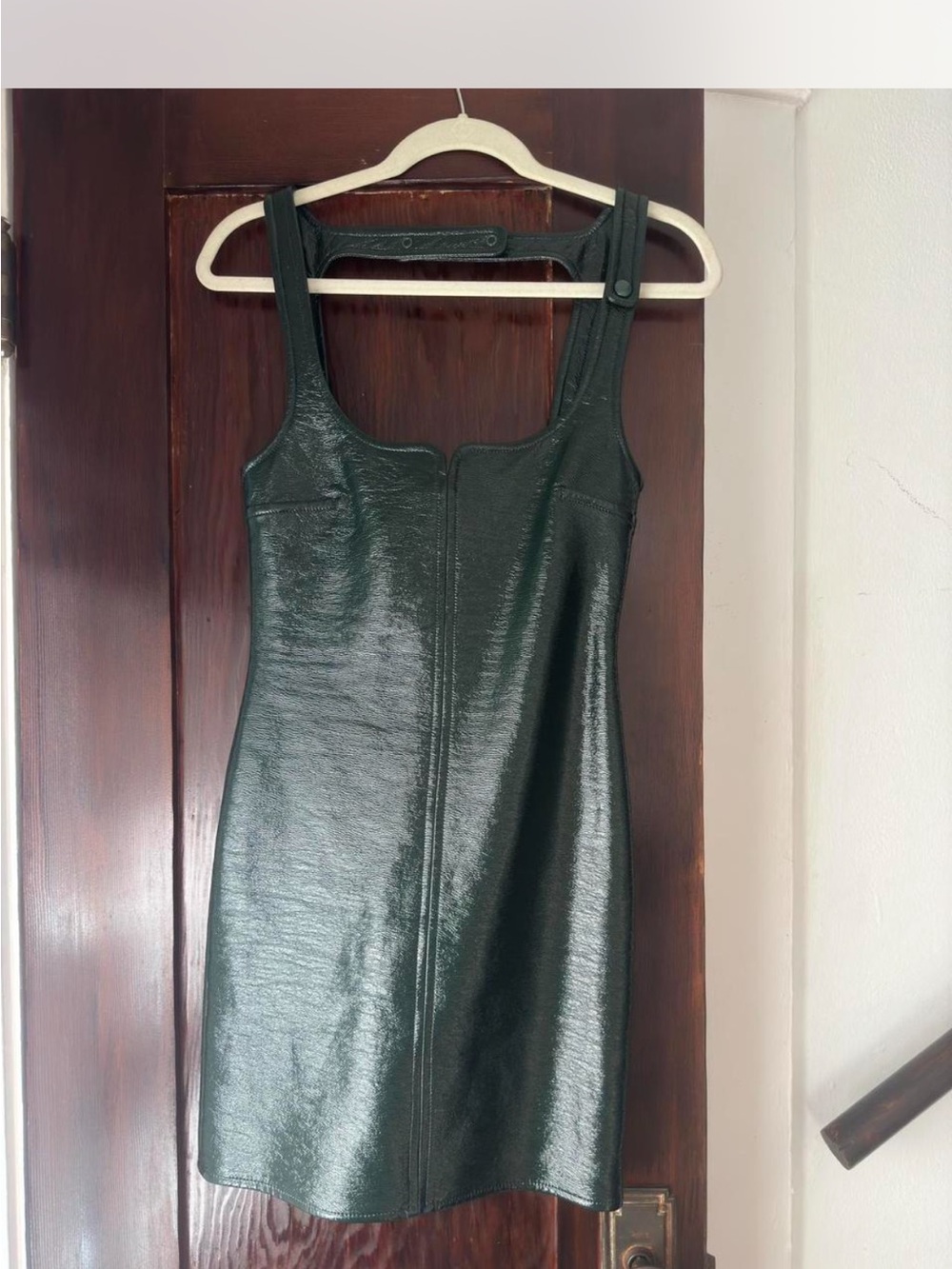 Incredible Courréges dark green vinyl dress